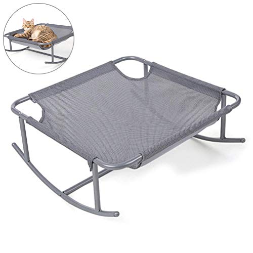 HEREB Cama y casa para Perros y Gatos, Mascota, Silla Mecedora para Mascotas pequeña, Cama de Malla Transpirable, Patas de Acero, Cama balancín para Gatos y Perros