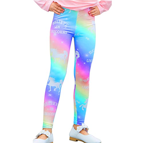 Girl Unicorn Leggings Kid Rainbow Legging Tights Trousers Slim Long Pants(Rainbow,6-7Years) #TOP19