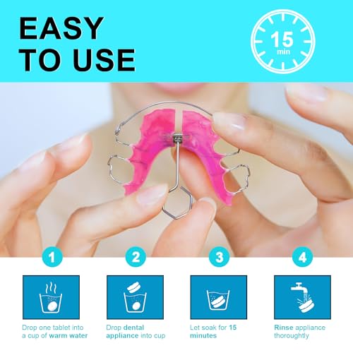 Image of Mysmile Retainer Cleaner with 120 Denture Cleaning Tablets, 3 Min Faster Denture Cleaner Removes Plaque, Odors, Stains from Aligner, Invisalign, Mouth Guard, Night Guard