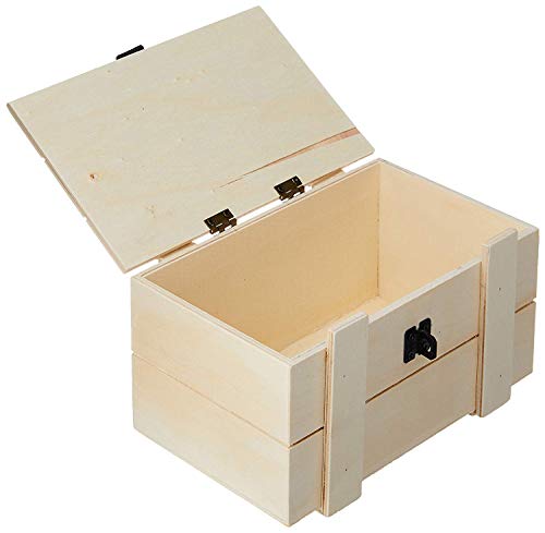 Darice Unfinished Wooden Box with Hinged Curved Top, 7.5