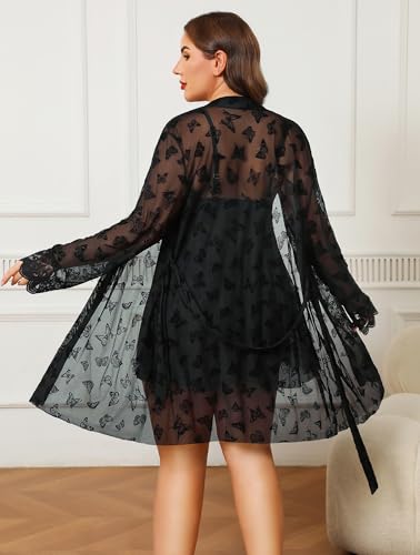 Image of Avidlove Plus Size Lingerie Sexy Lingerie Set Women's Exotic Nightgowns Lace Chemise Lingerie Side Slit Nightdress