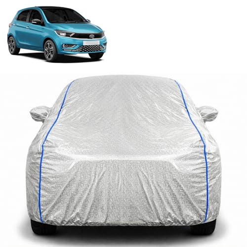 Image of Waterproof Car Cover for Tata Tiago | All Weather Protection | UV Resistant & Dustproof | Soft Cotton Lining to Prevent Scratches | Triple Stitched with Mirror Pockets & Elastic Hem