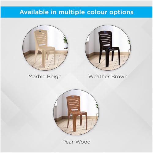 Image of Nilkamal Plastic Chair for Living Room | 3 Year Warranty | for Home, Living Room, Outdoor | Marble Beige Colour | CHR4025