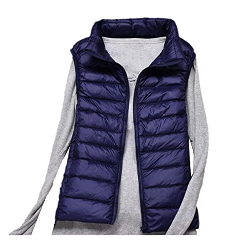 Chaleco plumón ultraligero para mujer abrigo azul marino talla grande 4XL