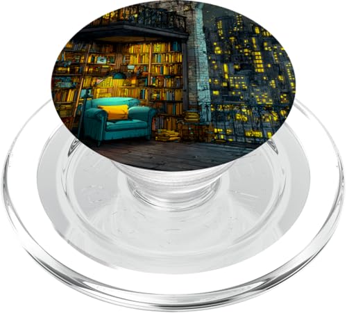 Livre Bibliotheque Etagere Fauteuil Fenetre Modele Imprime PopSockets PopGrip pour MagSafe
