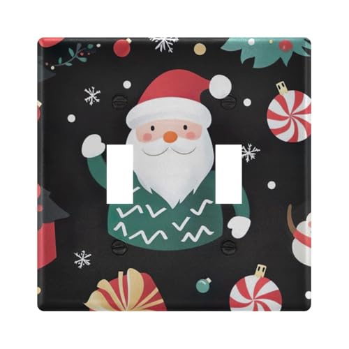 UMIRIKO Christmas Snowman Sant Claus Light Switch Cover Plate Covers Decorative Double Toggle Home Decor 202b7304