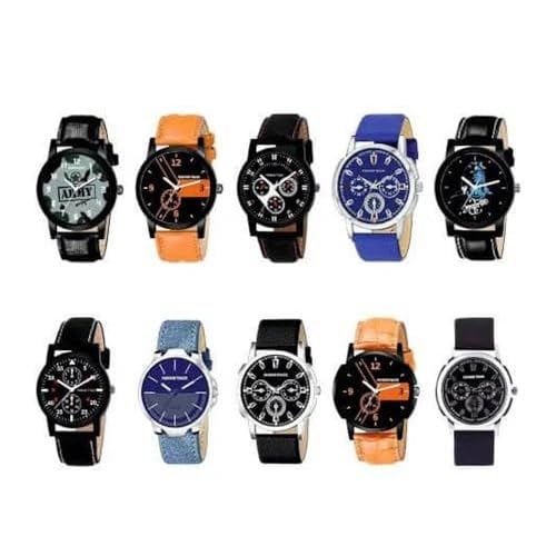 OPTIMA Formal & Casual Analog Trending Watch Combo for Men's and Boys Multicolour Pack of 10