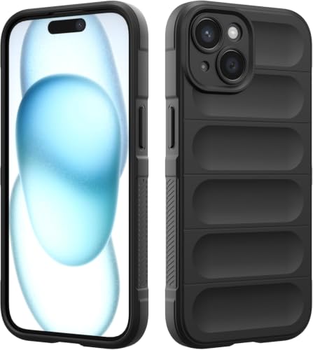 Image of ShieldTech AirGuard Series Back Cover Case for Apple iPhone 15 | Microfiber Lining | Airbag Cushion Drop Protection | Shockproof Silicone Back Cover Case | Anti Slip Grip - Black for Apple iPhone 15