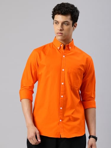 Image of Majestic Man Men's Solid Pure Cotton Casual Shirt - Slim Fit | Full Sleeves | Soft & Breathable Fabric