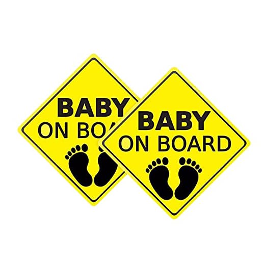 Baby ON Board Sticker Car Decals Safety Signs Self-Adhesive Easy to Install Waterproof 2pcs (Style B)