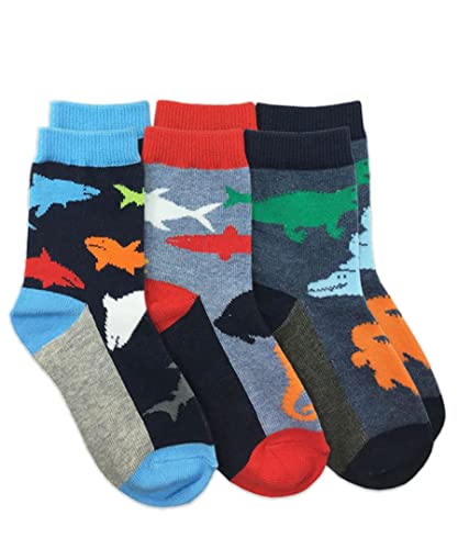 Image of Jefferies Socks Boys Fashion Novelty Dinosaur Stripes Pattern Variety Crew Socks 9 Pair Pack
