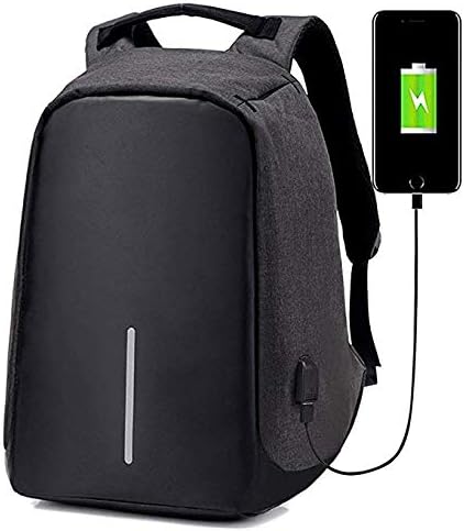 Anti-Theft Backpack USB Port Backpack Laptop Backpack (Black)