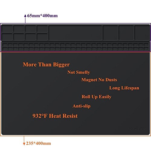 Heat Resistant Mat, Soldering Board, Solder Mat Large, Silicone Surface Workbench Covers, Welding Table Insulation Electronics Hobby Mat For Soldering Sation Phone Jewelry Repair 15.8"X11.8 (Black) #TOP2