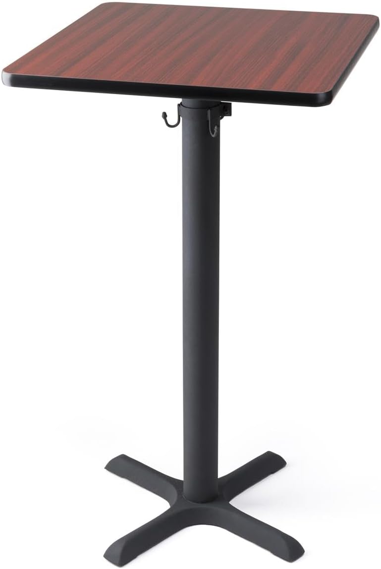 Displays2go 24”w x 42”h Square Cocktail Table - Mahogany (FD24SP42MH)