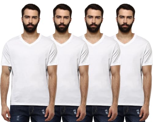 Image of Aventura Outfitters Men's V Neck 100% Cotton Regular Fit T-Shirt (Pack of 4)