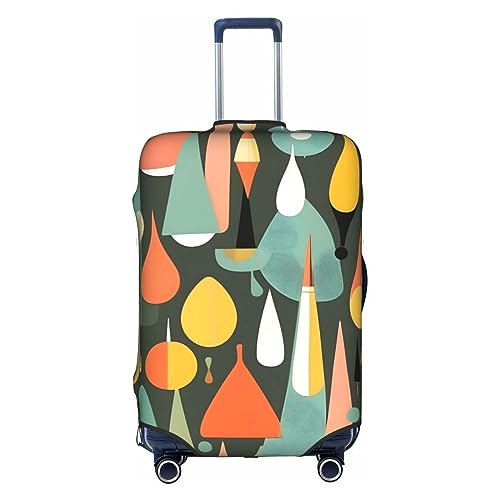 Mid Century Modern Retro With Drop Shapes Print Luggage Cover For Suitcases, Travel Case Protector, Simple & Convenient Installation