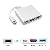  FeliSun Mutiport Digtal Convetor (Puerto Tipo C, Puerto USB 3.0, Puerto VGA) USB 3.1 Tipo C Cargador Rápido Para Apple MacBook, Proyector Chromebook Pixel TV y Más Dispositivos Tipo c