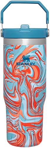 Image of Stanley IceFlow Flip Straw Tumbler with Handle 30 oz | Twist On Lid and Flip Up Straw | Leak Resistant Water Bottle | Insulated Stainless Steel |BPA-Free | Pool Swirl