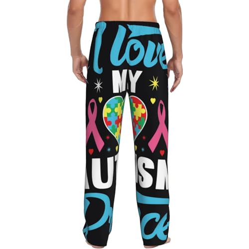 I Love My Autism Print Men'S Pajama Pants Soft Sleep Lounge Pants With Pockets-3