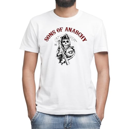 Anarchy Sons Series Horror New Camiseta Clásica de Hombre con Cuello Redondo y Manga Corta Medium