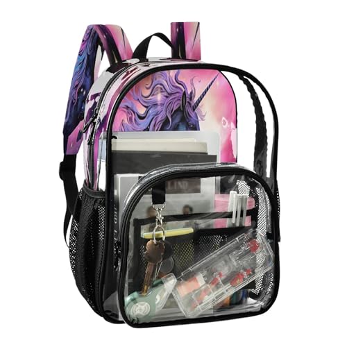 Galaxy Horse Clear Backpack - Stadium Approved Large 15.7-inch Waterproof Transparent Bag for Sports, Concerts, Work, Travel#632