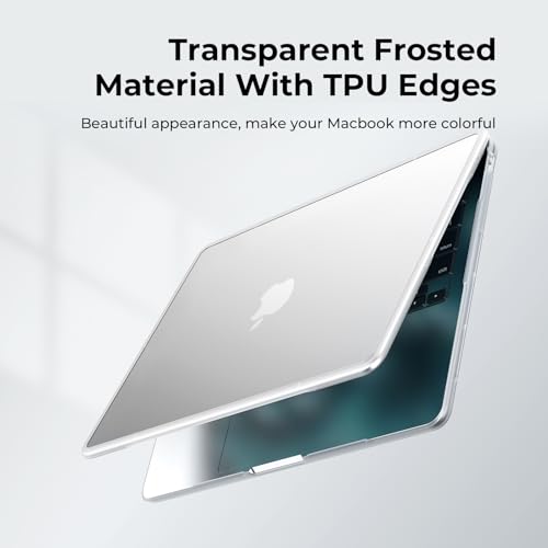 Image of BlueSwan Anti-Cracking Case for MacBook Air 13 inch, M5 2026 M4 M3 M2 2025-2022 A3449 A3240 A3113 A2681, Drop Protection Soft TPU Bumper PC Base for Air 13.6 inch, Frosted White