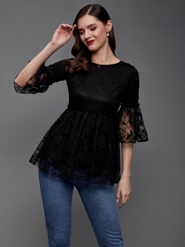 Image of Miss Chase Women's Relaxed Fit Regular Lace Top