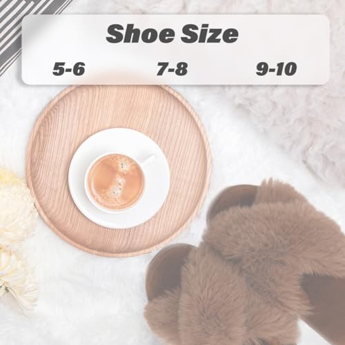 Women's Fuzzy Fluffy House Slippers with Cute Plush Memory Foam Insoles, featuring a Cross Band Design, suitable for Indoor and Outdoor Wear4