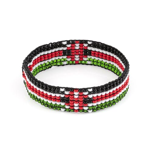 Handmade Kenya Flag Beaded Bracelet - Adjustable and Expandable, Perfect for Teenagers and Adults with Smaller Arm Sizes (Plain)