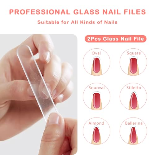 Lima de vidrio para uñas 2 piezas con pulidor nano miniatura 4