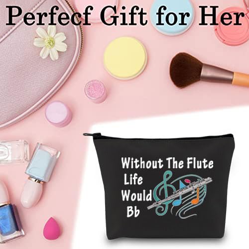 LEVLO Flutist Gift for Flute Player Without The Flute Life Would Bb Cosmetic Bag Flute Teacher Gift (Without Flute-BK) - Image 3