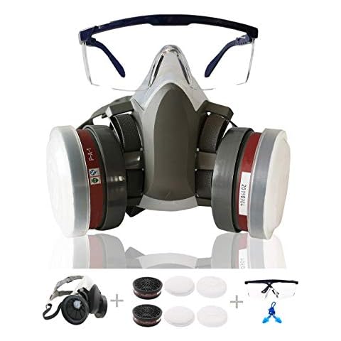 Induschoice Half Face Organic Vapors Respirator Mask Multi-Purpose Respirator Gas Mask Set of 4,Medium Cover