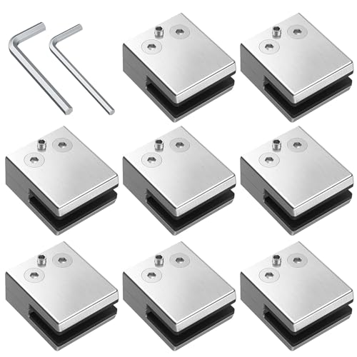 Proster Abrazaderas de Cristal 8PCS Clips de Vidro Cuadrado Acero Inoxidable 304 Glass Clamp...