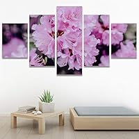 SIGNWIN 5 Panel Canvas Wall Art Modern Art Bohemian Bouquet Colorful Cool Floral Group Multicolor Photography Realism for Home Decorations Ready to Hang - 60