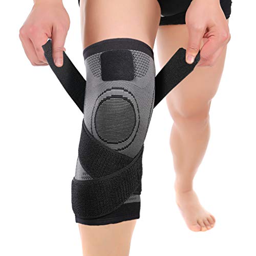 Best Knee Brace for Meniscus Tear 3D Weaving Knee Brace Breathable Sleeve Support for Running Jogging Sports (Gray,XXXL)
