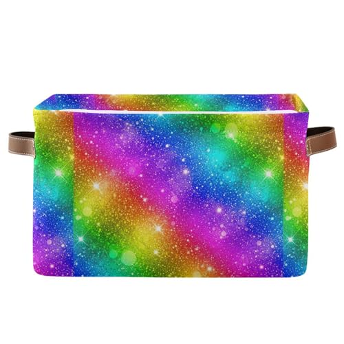 Panier de rangement pliable arc-en-ciel dégradé avec poignées - 2