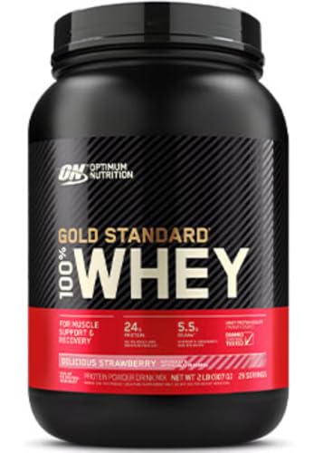 Optimum Nutrition Gold Standard 100% Poudre de Protéine de Lactosérum Délicieuse Fraise