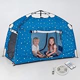 Kids Play Tent-Portable Playhouse Children House -Easy Set up Indoor Outdoor with Carry Bag for Kids-Light Strip Design for Night Use with Starry Fabric - Space for Children and Parents-Birthday