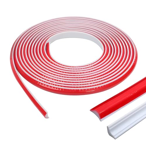 Wanheart 3m TPE Quadrant Trim, Skirting Board Trim Self Adhesive, Shower Threshold Barrier, Caulk Strip Beading for Laminate Flooring, Wall Ceiling, Cabinet Countertop, Etc (White,12 * 9MM)