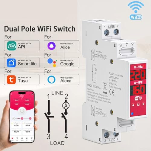 Relais WiFi Tuya 2P rail DIN pour piloter la maison à distance