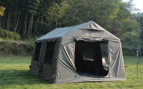 Carpa inflable para camping con toldo beige 9.8 x 13 ft miniatura 5