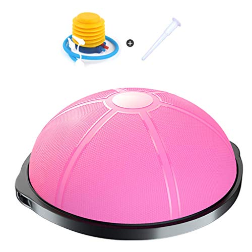 WJSW Profession Balance Ball Quick Plcstic Fitness,Yoga Stability Traine Half Dome Ball Thickened Safety Rehabilitation Training Anti-Slide Base,Pink