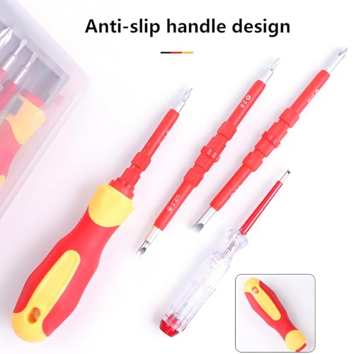 Image of Insulated Electrician Multi Screwdriver Set - Magnetic, Soft-Grip (5 in 1)