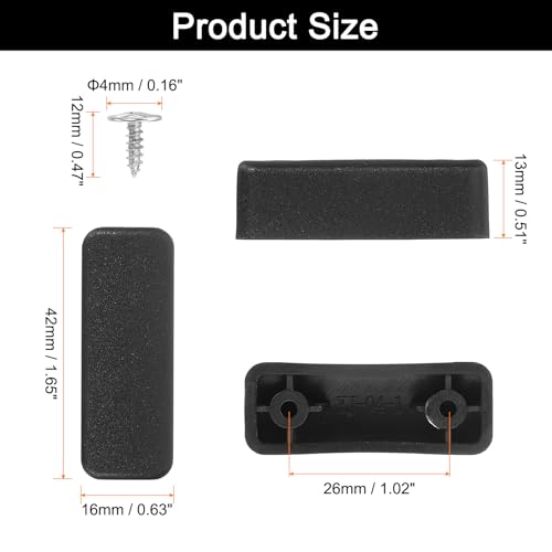 Image of uxcell 4Pcs Luggage Replacement Pads, Plastic Luggage Stand Feet Stud, Suitcase and Travel Gear Bottom Side Accessories with Self-Tapping Screws, Black (42x16x13mm)