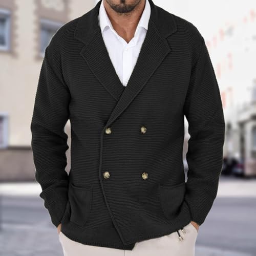 ADHOWBEW Cardigan Sweaters for Men Fashion Casual Cable Knit Long Sleeve Warm Big and Tall Stand Collar Sweaters2