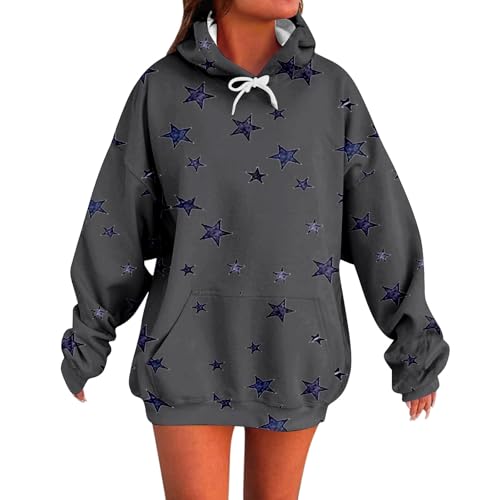 Hoodies für Damen, trendige, übergroße Sterne, bedruckt, Sweatshirts, Herbstmode, Outfit, lässig, Übergröße, Pullover, Tops, Wintersport, Hoodies mit Taschen, dunkelgrau, 3XL Hoodies für Damen, trendige, übergroße Sterne, bedruckt, Sweatshirts, Herbstmode, Outfit, lässig, Übergröße, Pullover, Tops, Wintersport, Hoodies mit Taschen, dunkelgrau, 3XL