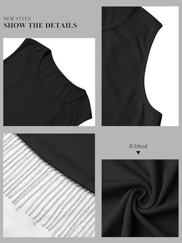 Womens Nashville Sparkly Rhinestone Fringe Sleeveless Tops Concert Raceback Ribbed Tank Tops with Glitter Tassel3