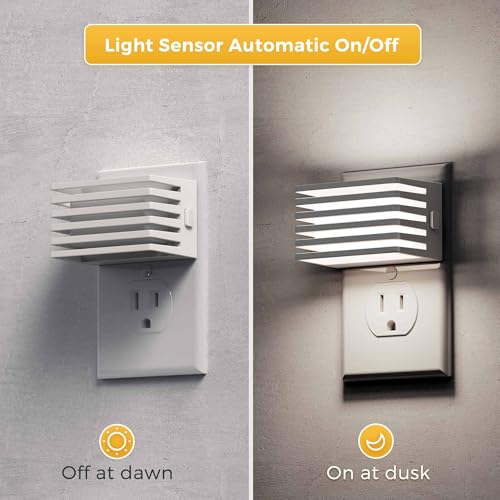 Image of L LOHAS LED Night Lights Plug into Wall, 2 Pack Modern Night Light with Dusk to Dawn Sensor, Dimmable Plug in Night Light, Adjustable Brightness, 5000K White for Bedroom Bathroom Hallway