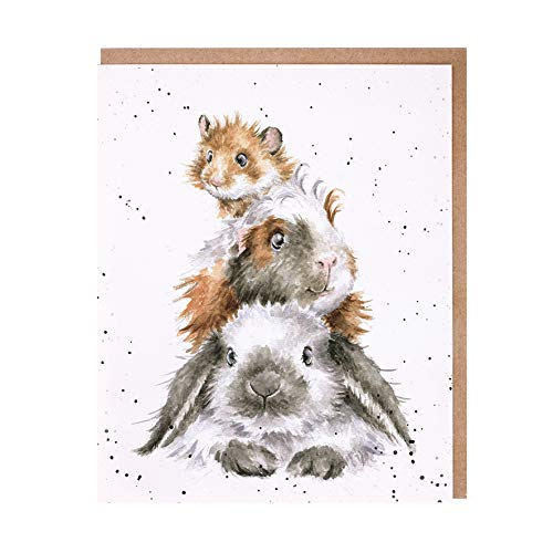 Wrendale Designs Greeting Card - PIGGY IN THE MIDDLE (Guinea Pig)