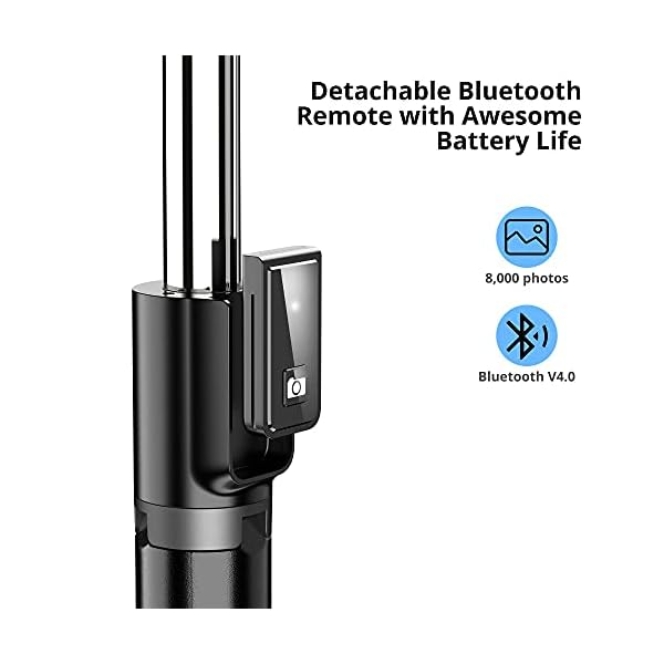 ATUMTEK Selfie Stick Dreifuß, Ausdehnbarer Bluetooth Selfie Stick mit 100CM TikTok Selfiestick für iPhone 12/11/11 Pro/X/XS/8/7 Plus, Samsung Galaxy S10, Huawei und Andere 4,7 bis 6,5 Zoll Smartphones – Bild 5